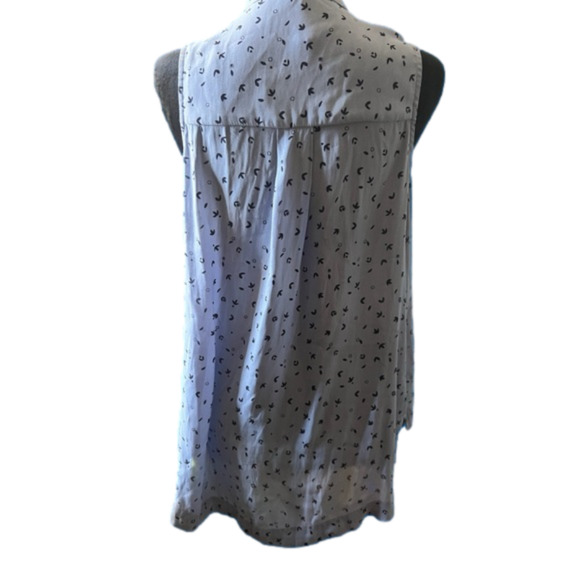 Free People  Blue Floral Neck Bow Tie Blouse Top small - Picture 10 of 12